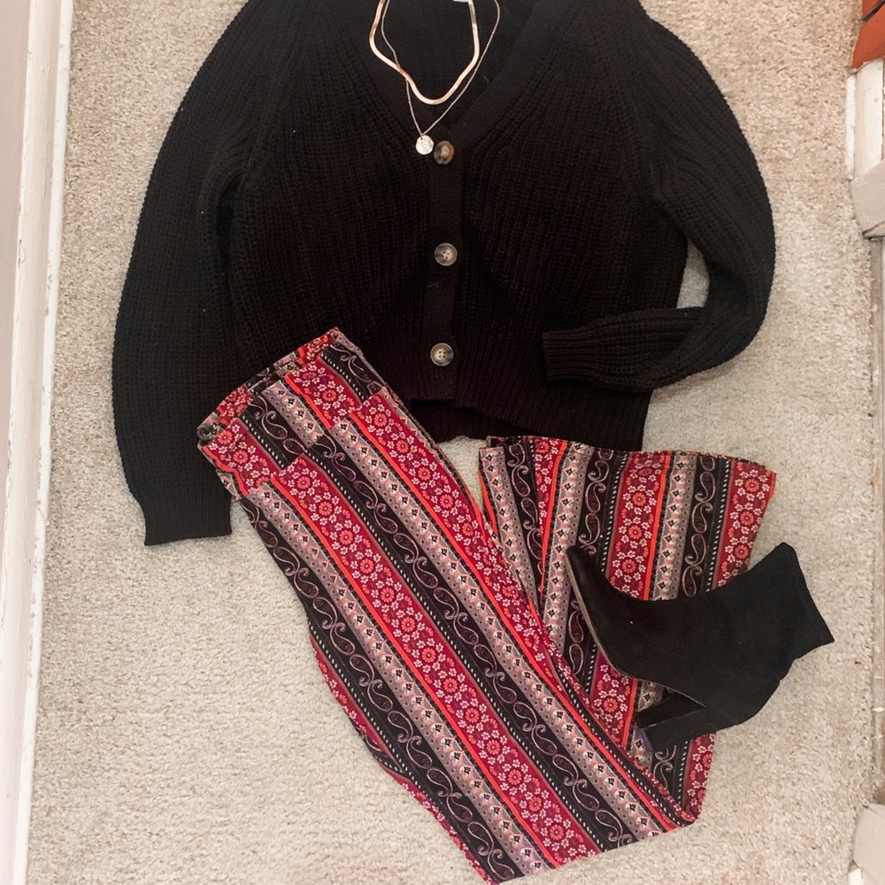 SOLD Striped Floral Pattern Flare Yogas